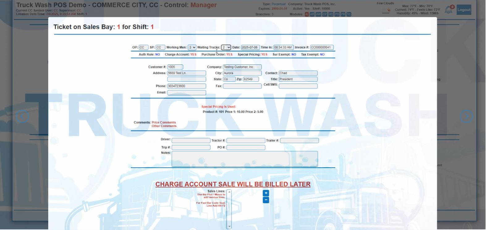 Branch Sales Bay Walkin/Split Payments